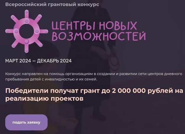 Картинка 0 на тему Объявлен Всероссийский грантовый конкурс «Центр новых возможностей» для поддержки детей с особенностями здоровья